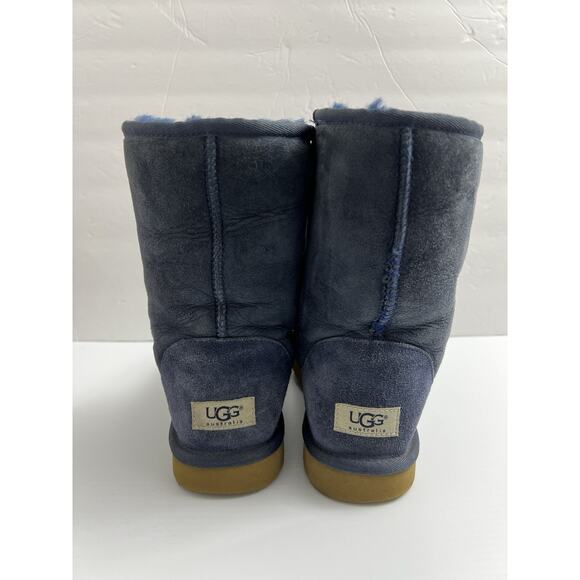 UGG Classic Boots Womens 9 Navy Blue Sheepskin Suede Boots Mid Calf Tall - Picture 6 of 6